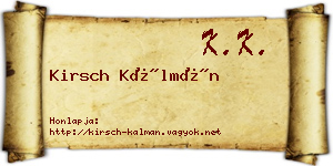 Kirsch Kálmán névjegykártya
